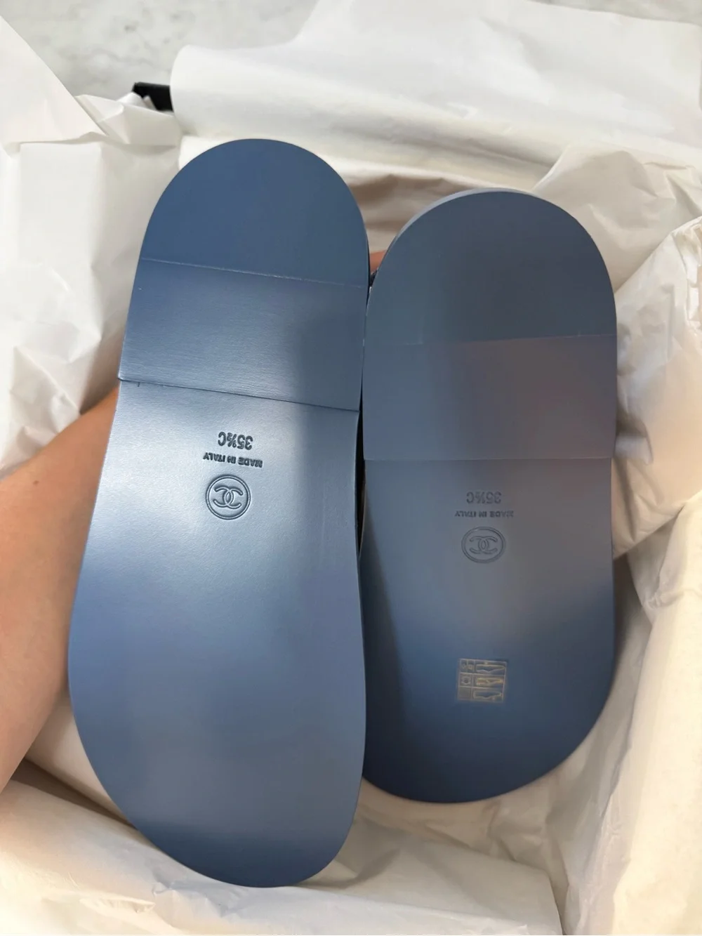 Chanel Denim Granddad sandal 35.5C fits 36